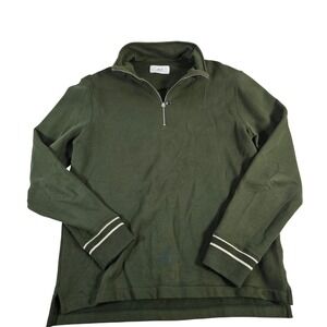 Mr P Forest Green 100 Cotton Quarter Zip Pullover Sweatshirt Men M